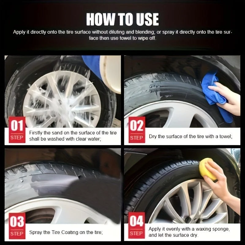 Autoreifen Glanz Glanz Hydrophobes Politurwachs für Wohnmobile, Fahrräder und Motorräder, Reifen, Autoreifenbeschichtung, Aufarbeitung, Erhöhung des Schwarzmittelreinigers