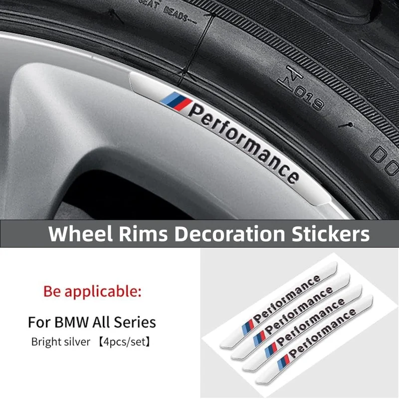 4 Stück Aluminium Felgen Dekoration Aufkleber Auto Radmitte Aufkleber Embleme für BMW Silber