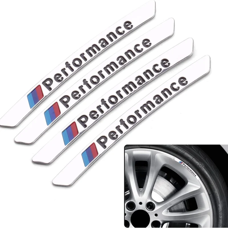 4 Stück Aluminium Felgen Dekoration Aufkleber Auto Radmitte Aufkleber Embleme für BMW Silber