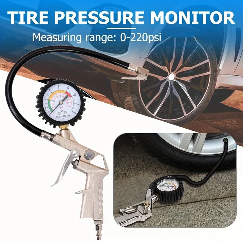 Wirtschaftliches Modell-Reifendruckmessgerät, Reifenfüllpistole mit Manometer, Autoreparaturwerkzeuge mit Gummischlauch