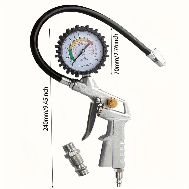 Wirtschaftliches Modell-Reifendruckmessgerät, Reifenfüllpistole mit Manometer, Autoreparaturwerkzeuge mit Gummischlauch