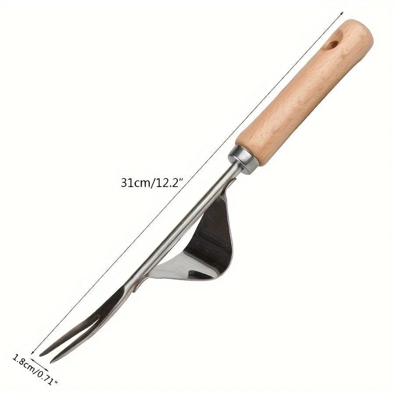 1pc Edelstahl Hand Jäten Jäten Unkraut Löwenzahn Entferner Puller Werkzeug Gabel Garten, Edelstahl Rostfrei Stahl jäten Werkzeug