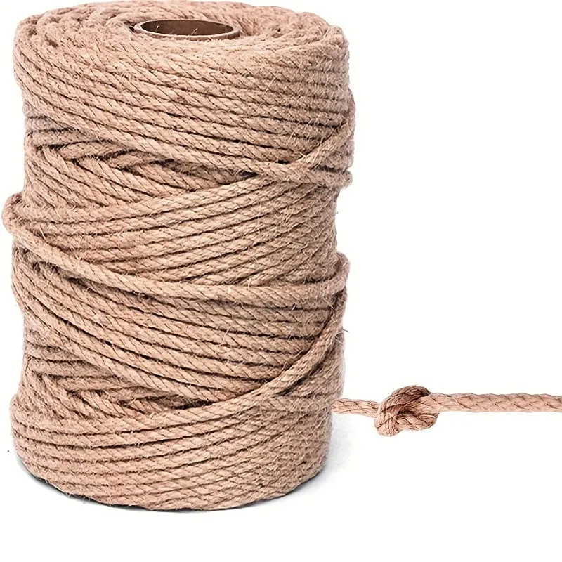 6 mm natürliches Hanfseil: Schweres braunes Dekoseil für Gartenarbeit, Kunsthandwerk, Verpackung und Dekoration