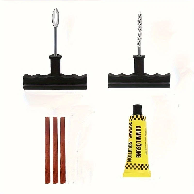 5-teiliges/6-teiliges Autoreifen-Reparatur-Werkzeug-Set, Kleber, Gummistreifen, Werkzeuge für Motorrad, Fahrrad, schlauchloser Reifen, Punktion, schnelles Reparaturset, Erste Hilfe für Fahrzeuge im Freien