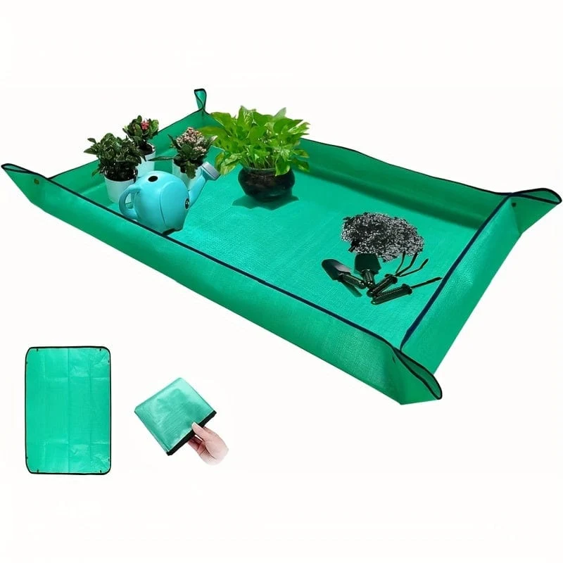 1 Stück große Pflanzen-Topfmatte, verdickte wasserdichte Topfmatte für Zimmerpflanzentransplantation und Kontrolle von Schmutz, faltbare Indoor-Sukkulenten-Topfmatte, tragbare Gartenmatte grün