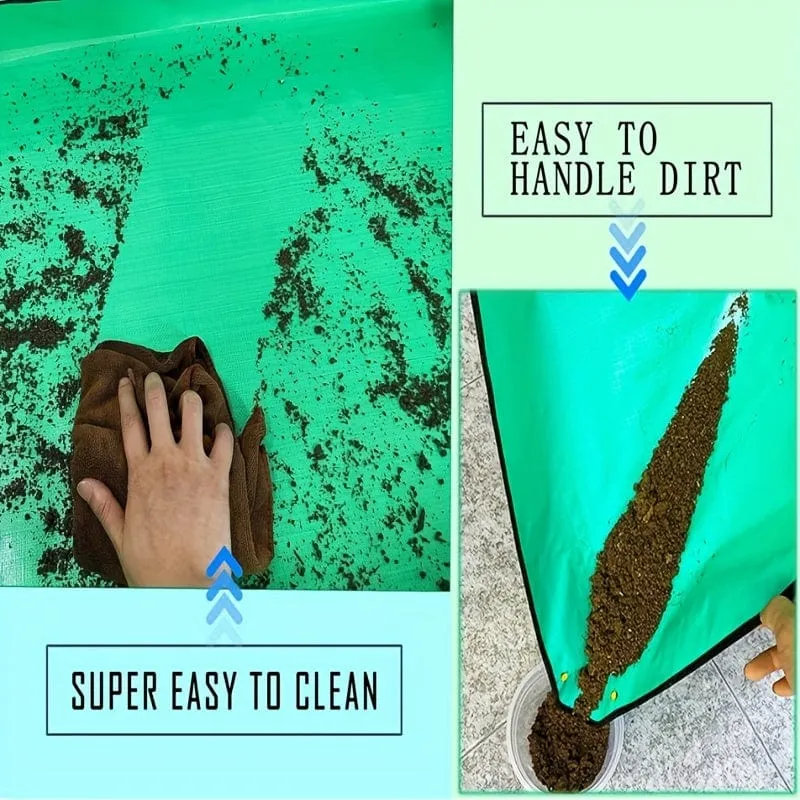 1 Stück große Pflanzen-Topfmatte, verdickte wasserdichte Topfmatte für Zimmerpflanzentransplantation und Kontrolle von Schmutz, faltbare Indoor-Sukkulenten-Topfmatte, tragbare Gartenmatte grün