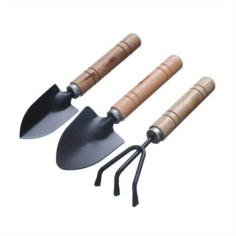 3 Stück/Set, Gartenwerkzeug-Set, Rechenspitze, Schaufel, große Gartenarbeit, Mini-Sukkulentenpflanze, lose Erde, Blumenschaufel, Gartenzubehör aus Aluminiumlegierung mit Griff zum Graben im Garten, Handwerkzeuge, Gartenwerkzeug-Set