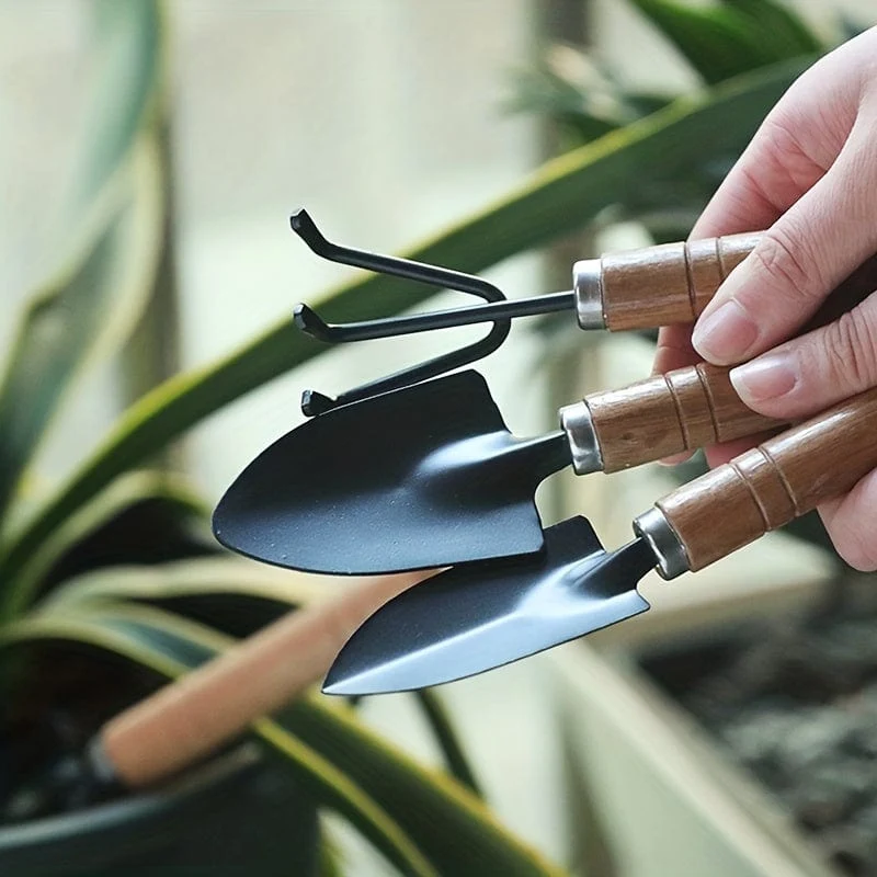 3 Stück/Set, Gartenwerkzeug-Set, Rechenspitze, Schaufel, große Gartenarbeit, Mini-Sukkulentenpflanze, lose Erde, Blumenschaufel, Gartenzubehör aus Aluminiumlegierung mit Griff zum Graben im Garten, Handwerkzeuge, Gartenwerkzeug-Set