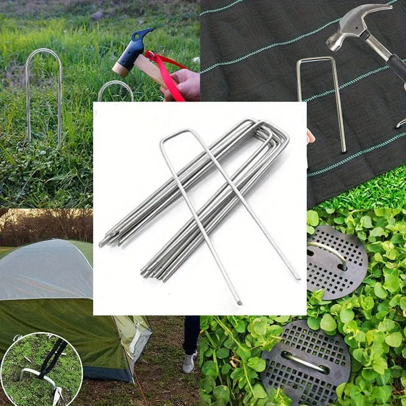50 Stück robuste U-förmige Gartenpfähle, perfekt zum Befestigen von Unkrautgewebe, Landschaftsnetzen und Campingzelten