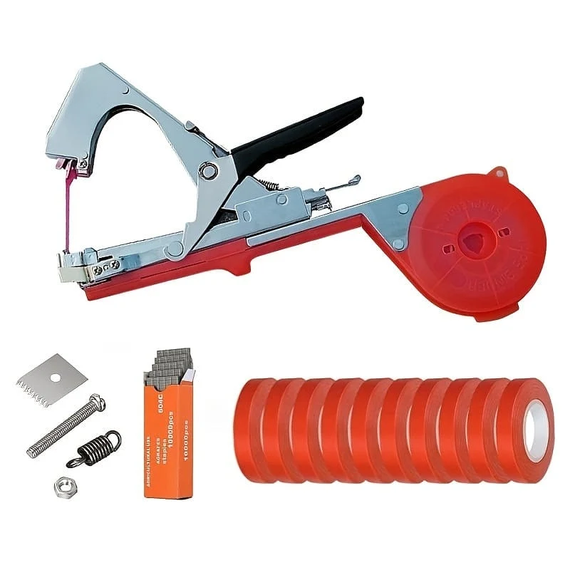 1 Set Pflanzenbindemaschine für Trauben, Himbeeren, Tomaten und Weingemüse, mit 10/20 Rollen Bändern, Heftklammern und Ersatzklingen