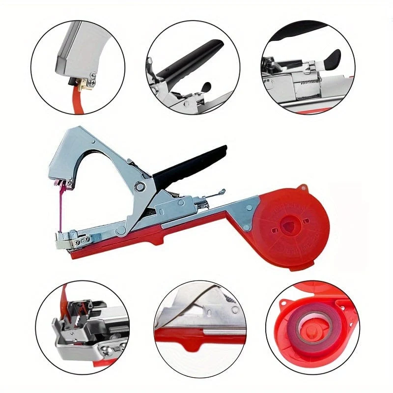1 Set Pflanzenbindemaschine für Trauben, Himbeeren, Tomaten und Weingemüse, mit 10/20 Rollen Bändern, Heftklammern und Ersatzklingen