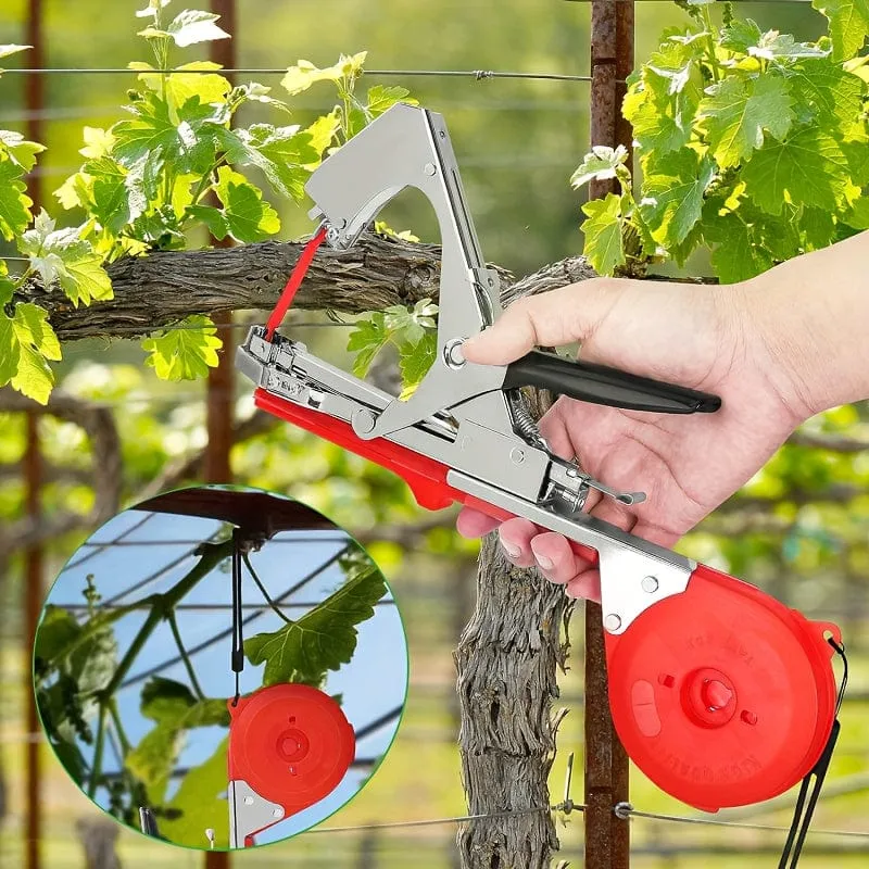 1 Set Pflanzenbindemaschine für Trauben, Himbeeren, Tomaten und Weingemüse, mit 10/20 Rollen Bändern, Heftklammern und Ersatzklingen