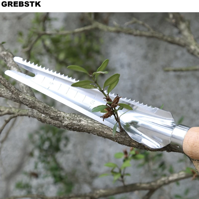 1 Stück, Garten-Unkrautwerkzeuge, Edelstahl-Schaufel mit Buchengriff zum Jäten, Kultivieren, Umpflanzen, Graben, Messen