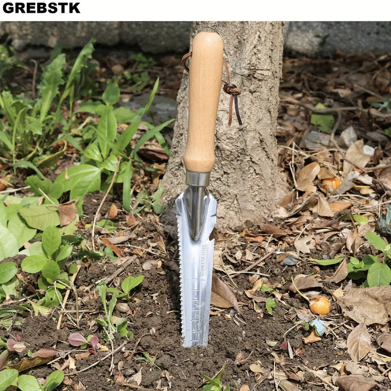 1 Stück, Garten-Unkrautwerkzeuge, Edelstahl-Schaufel mit Buchengriff zum Jäten, Kultivieren, Umpflanzen, Graben, Messen