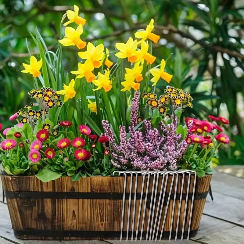 15/25 Stück verzinkte Garten-Landschaftsnadeln, U-förmige Rasenstoff-Landschaftsnadeln für sicheren Garten-Blumenpflanzenbedarf, Gartenbalkon-Pflanzbedarf, Pflanzgefäße und Behälterzubehör