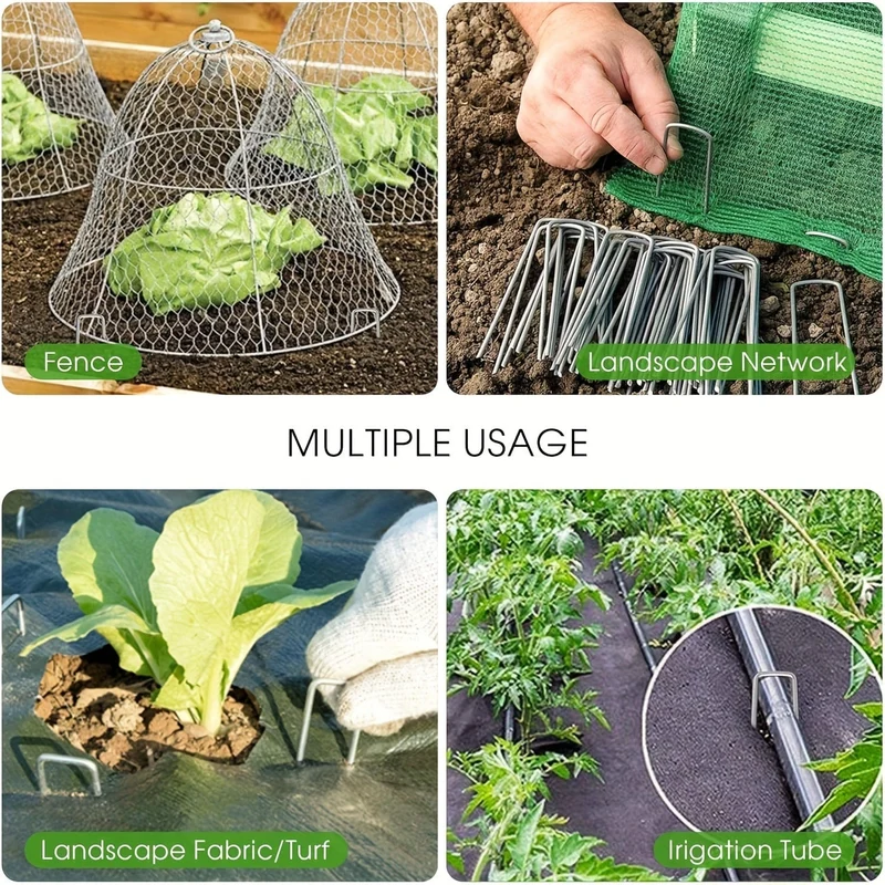 15/25 Stück verzinkte Garten-Landschaftsnadeln, U-förmige Rasenstoff-Landschaftsnadeln für sicheren Garten-Blumenpflanzenbedarf, Gartenbalkon-Pflanzbedarf, Pflanzgefäße und Behälterzubehör