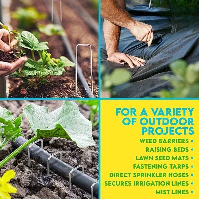15/25 Stück verzinkte Garten-Landschaftsnadeln, U-förmige Rasenstoff-Landschaftsnadeln für sicheren Garten-Blumenpflanzenbedarf, Gartenbalkon-Pflanzbedarf, Pflanzgefäße und Behälterzubehör