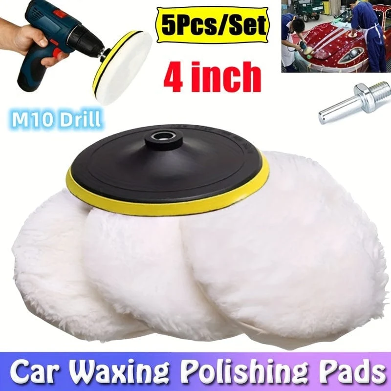 5 teile/satz 10.16 Cm Auto Polieren Waxing Polieren Rad Pad Auto Polierer Kit Für Auto M10/M14 Bohrer Stecker Autolack Pflege Auto-styling