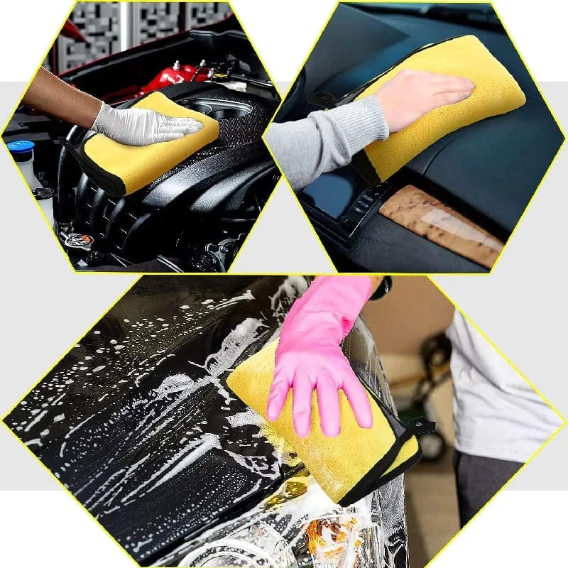 12-teiliges dickes Reinigungstuch aus ultrafeinen Fasern, Auto-Detailtuch, Auto-Trocknungstuch, Waschtuch, Auto-Poliertuch, Wachs-Trocknungstuch und wasserabsorbierendes Tuch