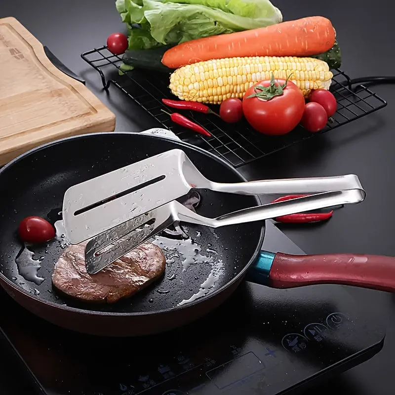 1 Stück, Edelstahl-Fischspatel-Clip, multifunktionaler Barbecue-Steak-Clip, Outdoor-Camping-Picknick-Wandern, Küchenutensilien, Kochgeschirr, Grillwerkzeug-Zubehör