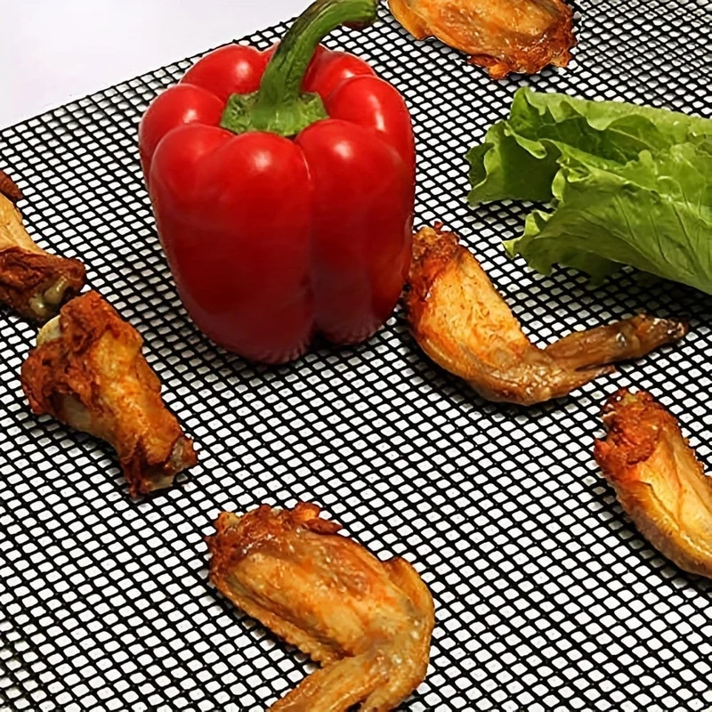 1-teilige BBQ-Netz-Grillmatte, antihaftbeschichtete Netz-Grillmatten und Grillzubehör, wiederverwendbare Grillmatten, leicht zu reinigen – funktioniert auf Elektrogrill, Gas und Holzkohle, tragbares Netz für Fisch, Garnelen, Fleisch, Gemüse, Pommes Frites