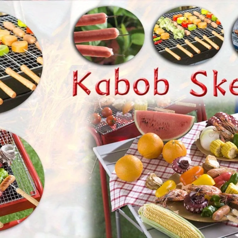 10 Stück, Grillspieße, Edelstahlspieße zum Grillen, multifunktionale Grillspieße aus Metall, Grillspieße aus Edelstahl, Grillspieße mit Holzgriff, Grillnadelstäbchen, Kochen im Freien, Grillzubehör,