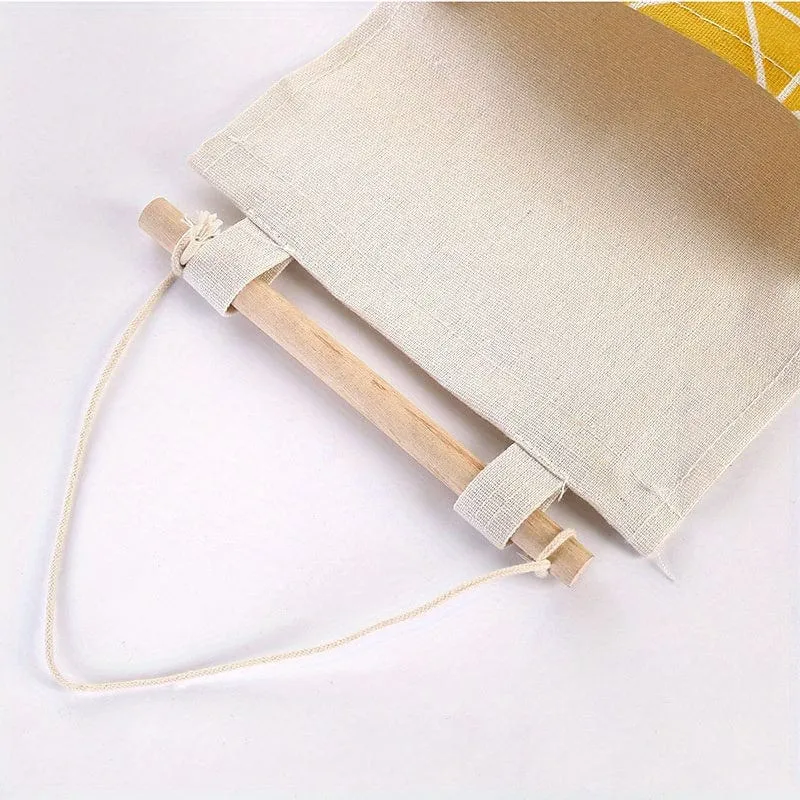 1 Stück Baumwoll-Leinen-Aufbewahrungstasche zum Aufhängen, mit 3 Taschen, Organizer zum Aufhängen an der Türrückwand, Stoff-Aufbewahrungstasche, Wand-Aufbewahrungstasche, für Spielzeug, Socken, Schuhe, Kleinigkeiten, Heimaufbewahrung