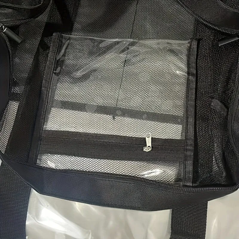 1 Stück extra große Mesh-Strandtasche, atmungsaktive Mesh-Tragetasche mit Reißverschluss und Seitentaschen, tragbare Organizer-Tasche mit großem Fassungsvermögen