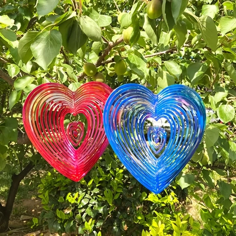 Herzförmiger Windspiel – Verleihen Sie Ihrem Garten Farbe und Charme mit diesem multifunktionalen Vogelvertreiber!