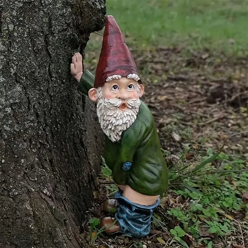 1 Stück, klassische Gartenhof-Außendekoration, Harzornamente, lustiger und süßer kleiner pinkelnder Zwerg