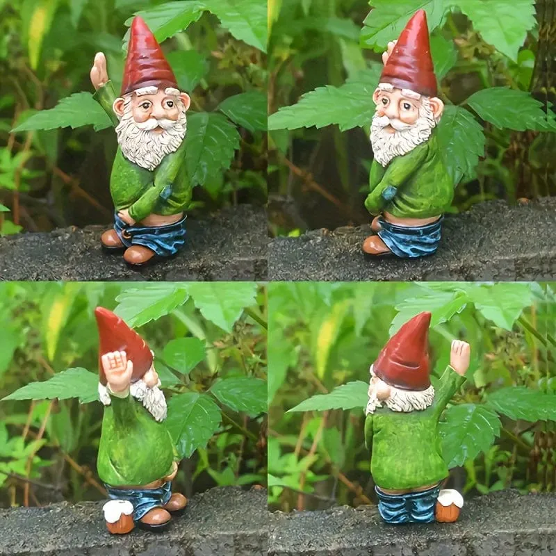 1 Stück, klassische Gartenhof-Außendekoration, Harzornamente, lustiger und süßer kleiner pinkelnder Zwerg