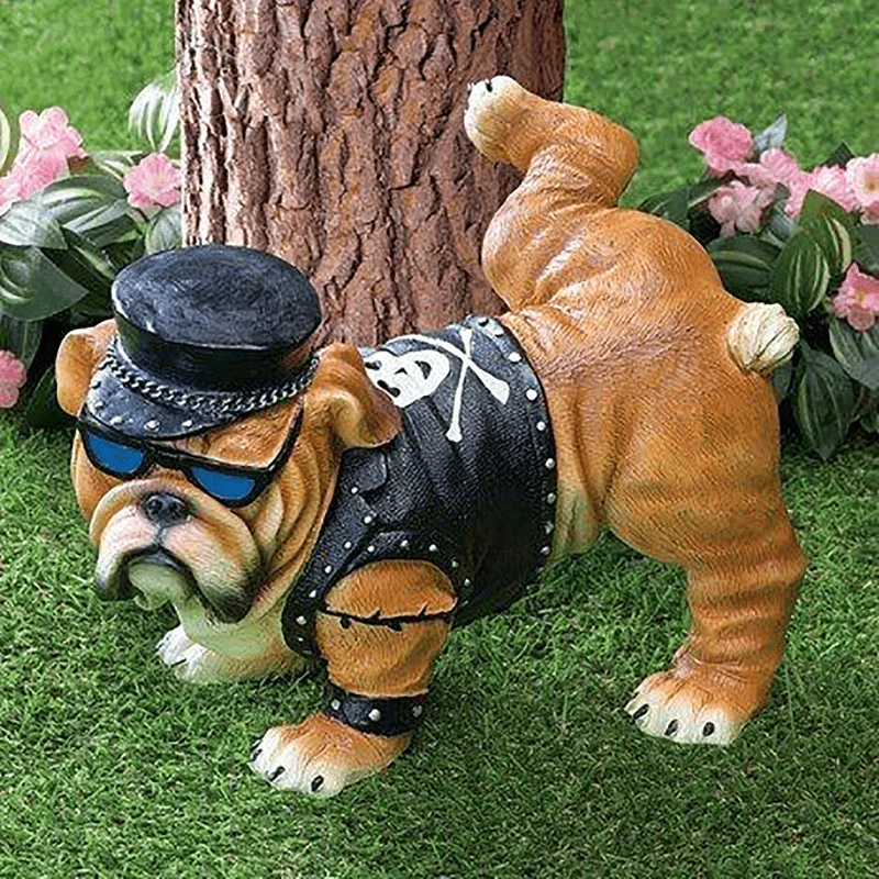 Entzückende Bulldoggenstatue aus Kunstharz – perfekt für die Dekoration im Hausgarten!