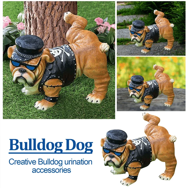 Entzückende Bulldoggenstatue aus Kunstharz – perfekt für die Dekoration im Hausgarten!
