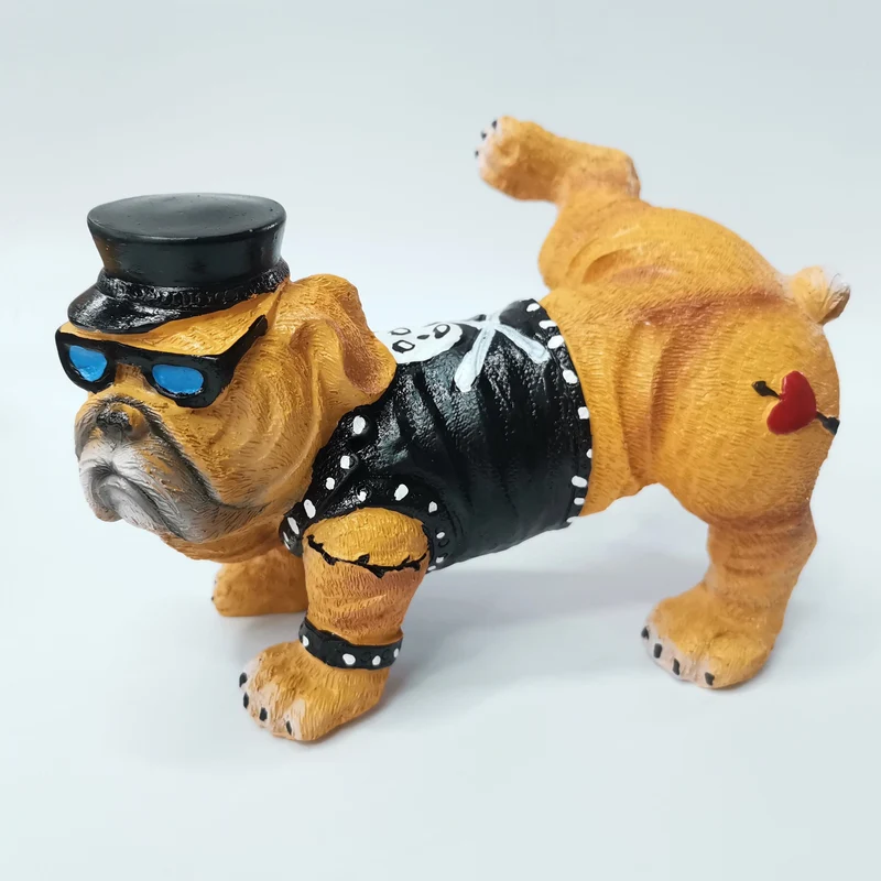 Entzückende Bulldoggenstatue aus Kunstharz – perfekt für die Dekoration im Hausgarten!