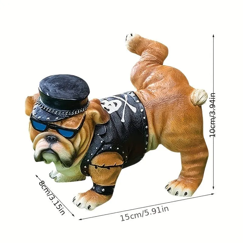 Entzückende Bulldoggenstatue aus Kunstharz – perfekt für die Dekoration im Hausgarten!