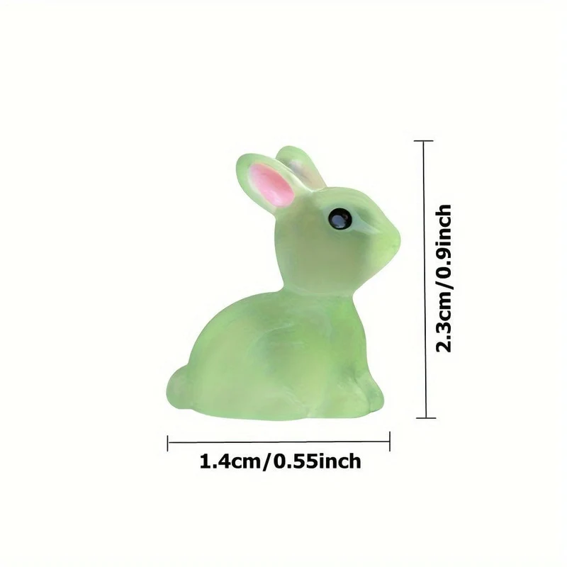 10/20/40 Stück, niedliche Mini-Leuchtharz-Hasen-Ornamente, die im Dunkeln leuchten, Miniaturfiguren, Kaninchen, Mikrolandschaft, Feengarten-Zubehör