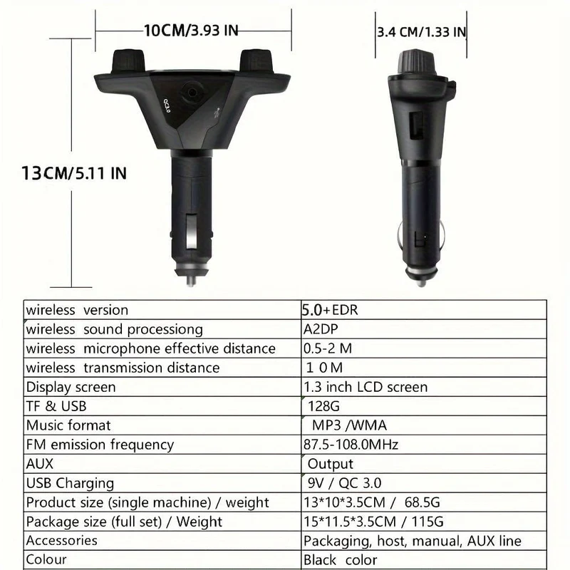 Auto-FM-Transmitter, MP3-Player-Adapter, Ladegerät, Freisprecheinrichtung