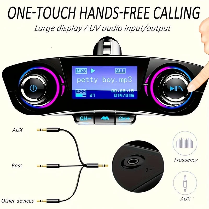 Auto-FM-Transmitter, MP3-Player-Adapter, Ladegerät, Freisprecheinrichtung