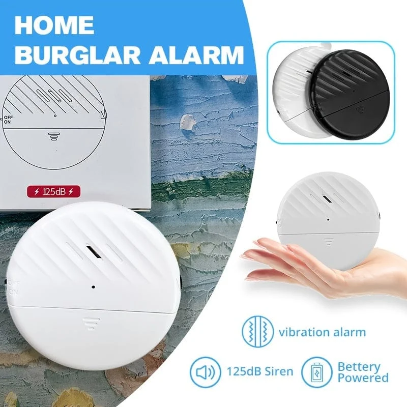 Drahtloser Tür- und Fenstervibrationssensor-Alarm, 125 dB, Glasbruch-Diebstahlschutzsensor, einfache Installation für den Sicherheitsschutz zu Hause
