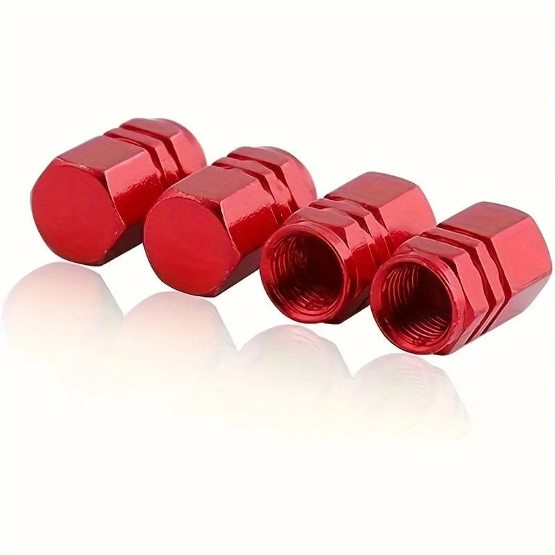 4 Stück coole Reifenabdeckung, Aluminiumlegierung, Ventil, Reifen, Ventilschaft, Ventil, Auto, Radventil, Auto, staubdicht, Reifen, Sechseck, Auto-Außenzubehör