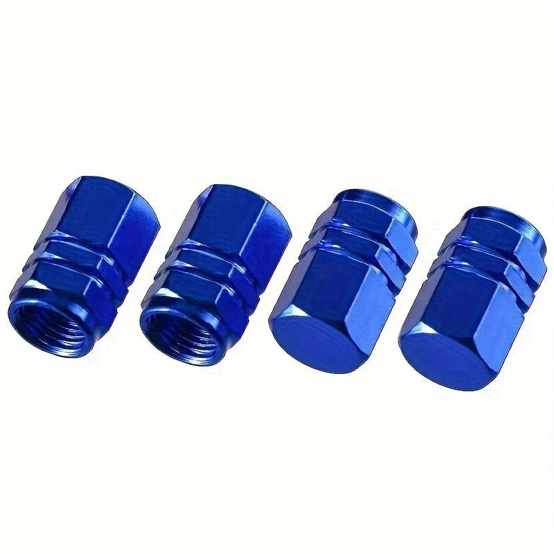 4 Stück coole Reifenabdeckung, Aluminiumlegierung, Ventil, Reifen, Ventilschaft, Ventil, Auto, Radventil, Auto, staubdicht, Reifen, Sechseck, Auto-Außenzubehör
