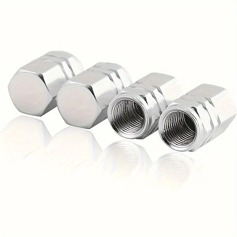 4 Stück coole Reifenabdeckung, Aluminiumlegierung, Ventil, Reifen, Ventilschaft, Ventil, Auto, Radventil, Auto, staubdicht, Reifen, Sechseck, Auto-Außenzubehör