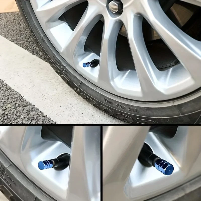4 Stück coole Reifenabdeckung, Aluminiumlegierung, Ventil, Reifen, Ventilschaft, Ventil, Auto, Radventil, Auto, staubdicht, Reifen, Sechseck, Auto-Außenzubehör
