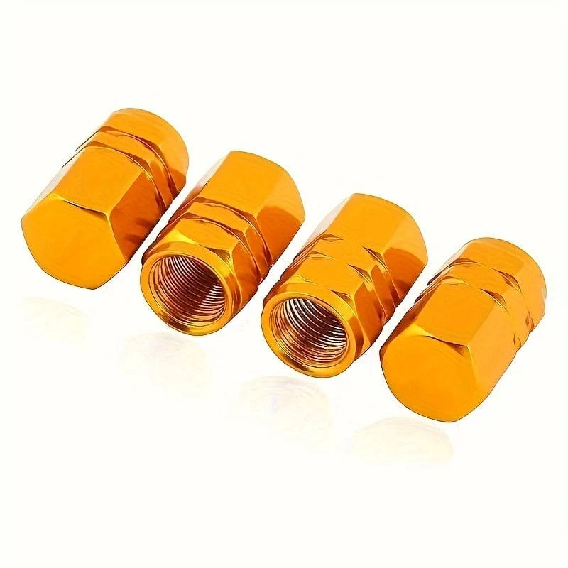 4 Stück coole Reifenabdeckung, Aluminiumlegierung, Ventil, Reifen, Ventilschaft, Ventil, Auto, Radventil, Auto, staubdicht, Reifen, Sechseck, Auto-Außenzubehör