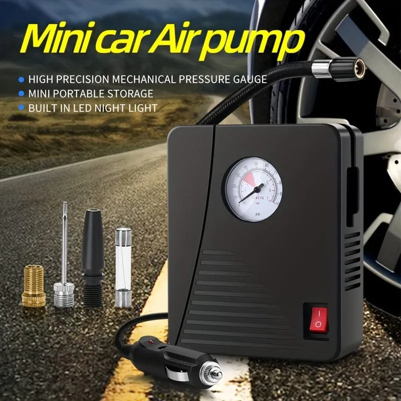 Mini-Reifenfüller, tragbarer Luftkompressor: Autopumpe mit Manometer und Licht – perfekt für Autos, Motorräder und Fahrräder, Bälle