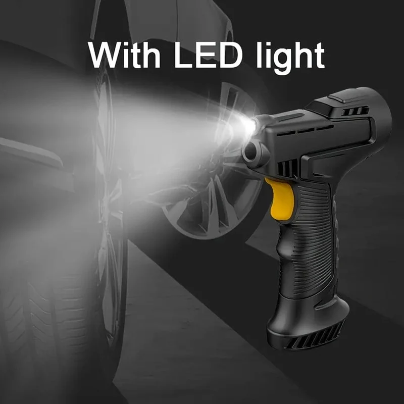 Tragbare Luftkompressor-Luftpumpe, kabellos und Handpumpe mit LED-Licht, geeignet zum Aufpumpen von Reifen auf Bällen/Fahrrädern/Motorrädern/Autos