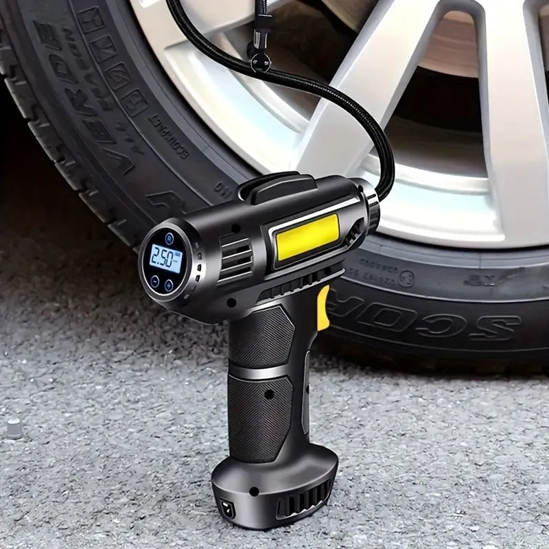 120 W tragbarer Auto-Luftkompressor, kabellose tragbare elektrische Auto-Luftpumpe, Auto-Reifenfüller mit LED-Licht für Auto