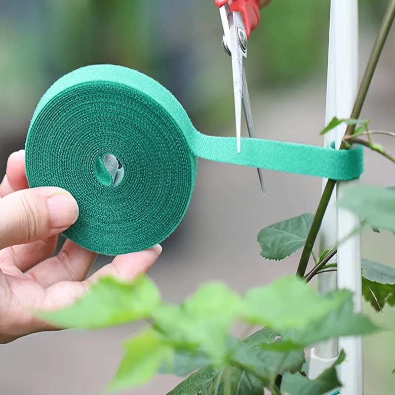 1 Rolle, grünes Gartenband für Pflanzen, Garten-Pflanzenbinder, 1 cm breit, wiederverwendbares Gartenband, Pflanzenstütze für Kletterpflanzen, Blumen, Weinreben, Tomatenbinder, verstellbar