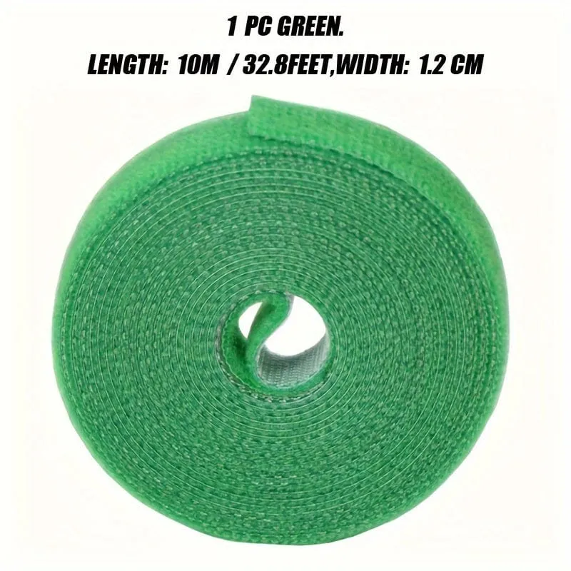 1 Rolle, grünes Gartenband für Pflanzen, Garten-Pflanzenbinder, 1 cm breit, wiederverwendbares Gartenband, Pflanzenstütze für Kletterpflanzen, Blumen, Weinreben, Tomatenbinder, verstellbar