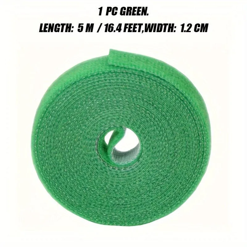 1 Rolle, grünes Gartenband für Pflanzen, Garten-Pflanzenbinder, 1 cm breit, wiederverwendbares Gartenband, Pflanzenstütze für Kletterpflanzen, Blumen, Weinreben, Tomatenbinder, verstellbar